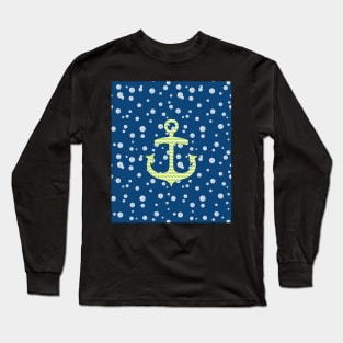 Lime Blue Chevron Nautical Anchor Long Sleeve T-Shirt